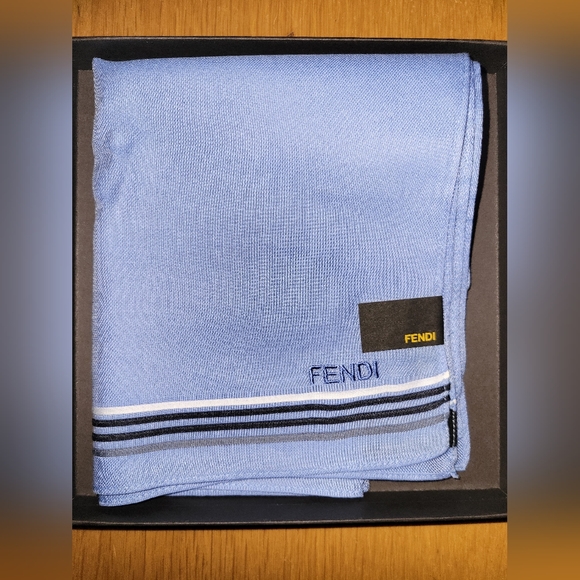 FENDI Vintage Light Blue Handkerchief and box - Picture 8 of 8
